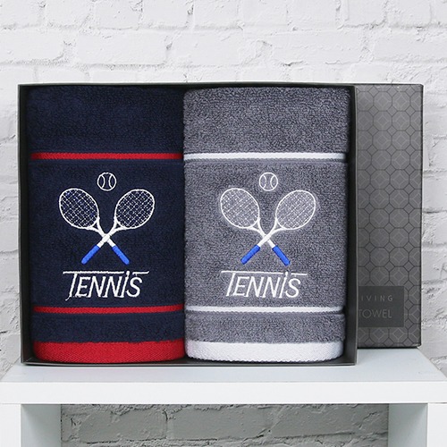 스페셜라인 테니스수건 페이스타올 2매 선물세트(블랙박스)+CM쇼핑백
